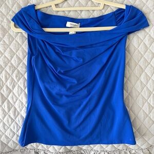 Aritzia Royal Blue Draped Off-Shoulder Top
